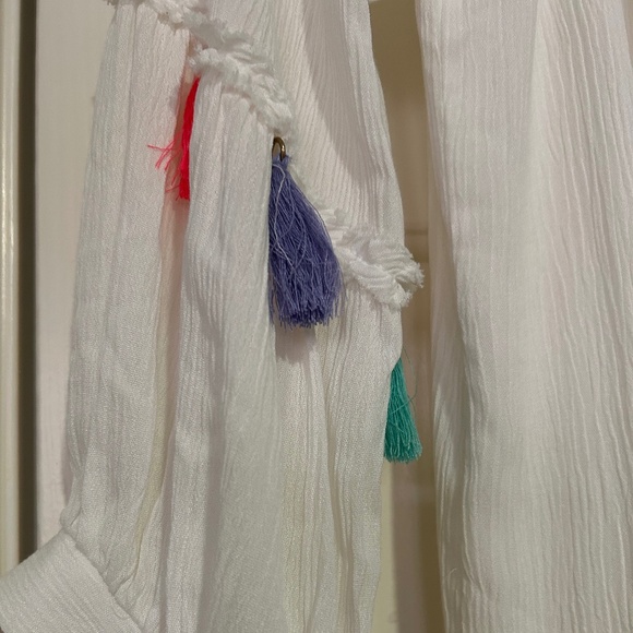 Misa Los Angeles Short White Coverup with Colored Tassels Size XS Vacation! - Picture 3 of 7